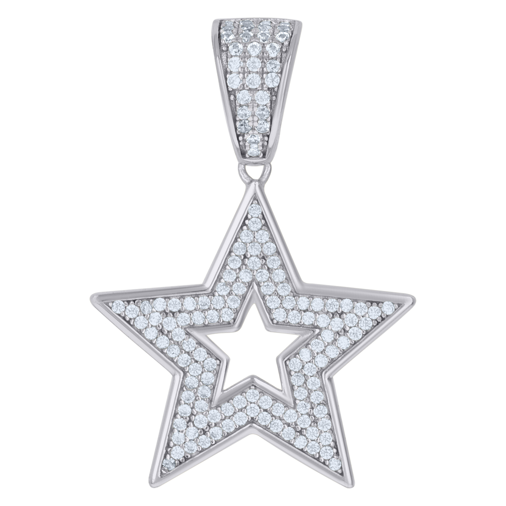 925 Sterling Silver Mens Cubic-Zirconia Star Celestial Charm Pendant